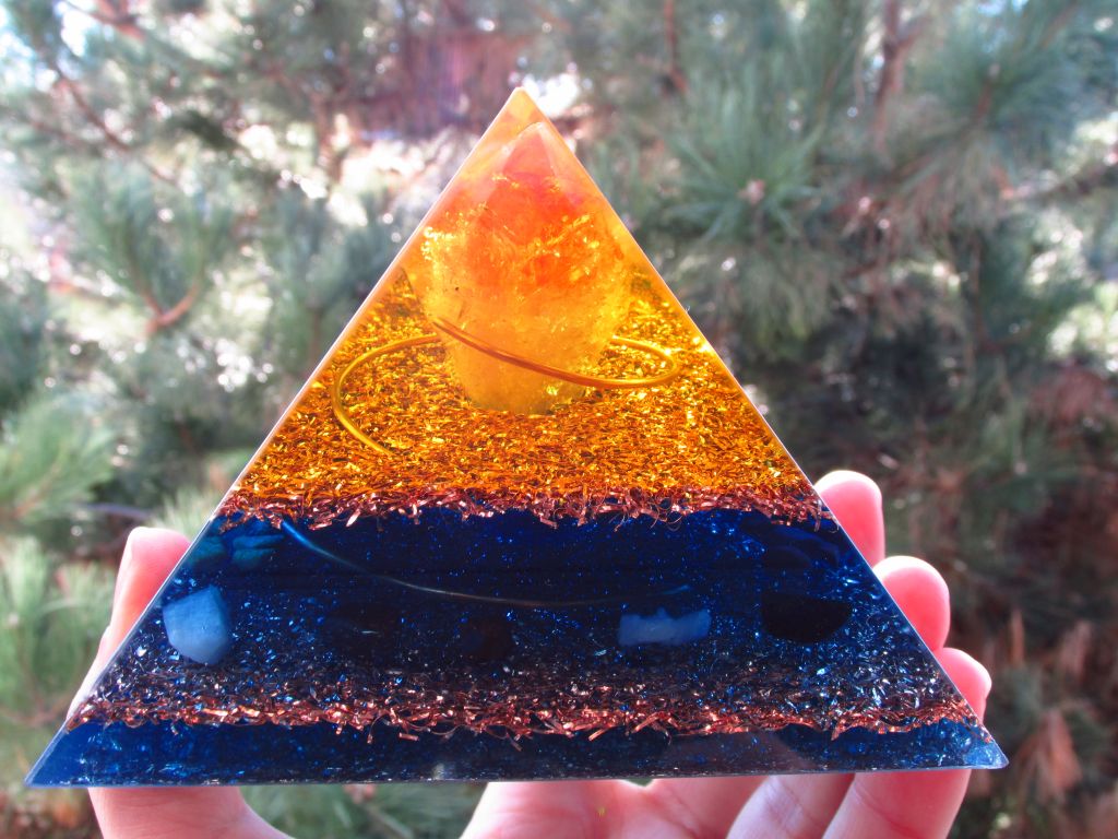 Yellow Blue Orgone Pyramid